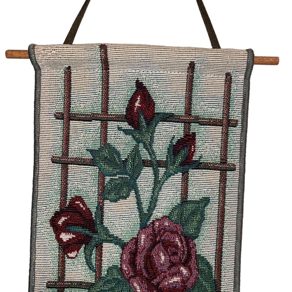 Vintage “A Mothers Love” Tapestry Bell Pull Roses Floral Made in the USA Decor - Picture 5 of 9